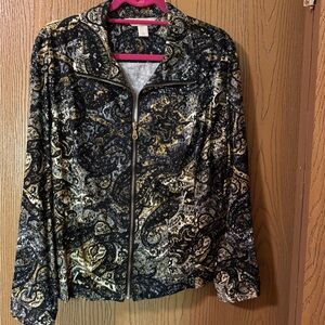 Christopher & Banks Black and Gold Patterned Blazer